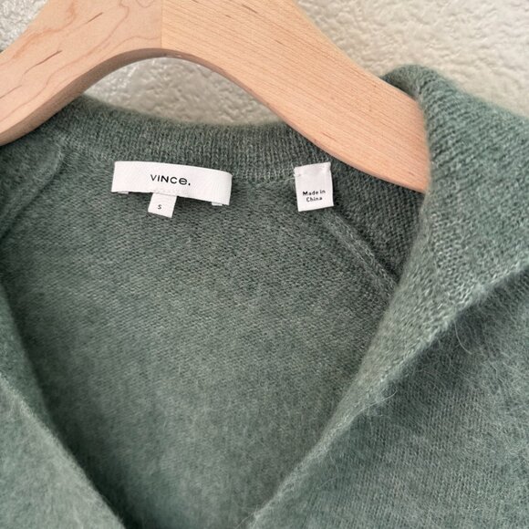 Vince Brushed V-Neck Polo Alpaca & Wool-Blend Sweater Size Small - Picture 7 of 10